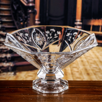 Imported Czech BOHEMIA crystal glass creative fruit plate European living room fruit basin transparent pattern large fruit plate
