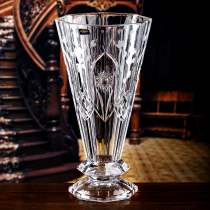 Czech Republic imported crystal glass transparent vase Nordic carved flower carving flower light luxury home decoration flower arrangement flower ornaments