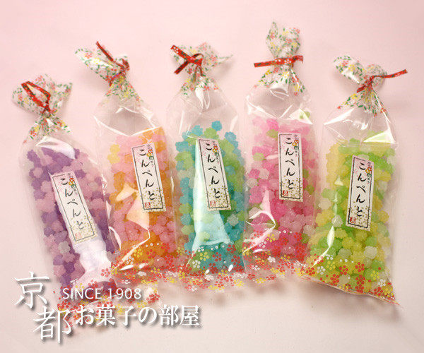 aa14 现货 日本京都五彩金平糖 5种款式 颜色随机 50克 尝17-05