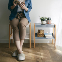 Solid wood creative square stool home multifunctional small bench door shoe change stool Nordic low stool bedroom makeup stool