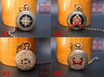 Retro cloisonne pure copper-plated silver-plated winding string double-open mechanical pocket watch watch embossed locomotive horse props