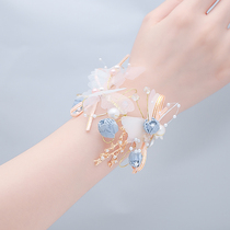 Korean crystal diamond butterfly bride wrist flower ins Super fairy sweet dream wedding bridesmaid sister group bracelet