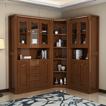 Solid Wood Bookcase Bookcase Landing Combination Two Doors Three Doors With Drawer Student Bookcase Brief With Glass Door Corner Cabinet