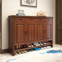 Solid wood shoe cabinet Home Large capacity entrance door Entry into the house Entrance Door Hall Three Doors Four Doors Living-room Balcony Containing Short Cabinet