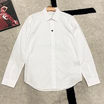 21 Fashion trend new three-dimensional bee embroidery casual wild young men slim neck long sleeve shirt