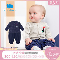 Liying room childrens clothing infant contrast color stitching one-piece male baby spring jumpsuit climbing suit 2021 new style