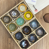 Japan Hasami imported black glaze Tianmu Teacup Coarse pottery Kung Fu tea cup Japanese Jianzhan tea set gift set