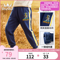 Water chilly boy clothes boy pants 2021 new winter clothing great boy comfort plus suede sports pants warm children long pants