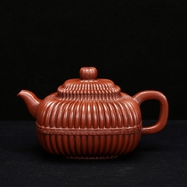 Taiwan Reflow Purple Sand famous old Teapot Gu Jingzhou No 1 Factory Cultural Revolution pure handmade old red mud square tendon sac pot