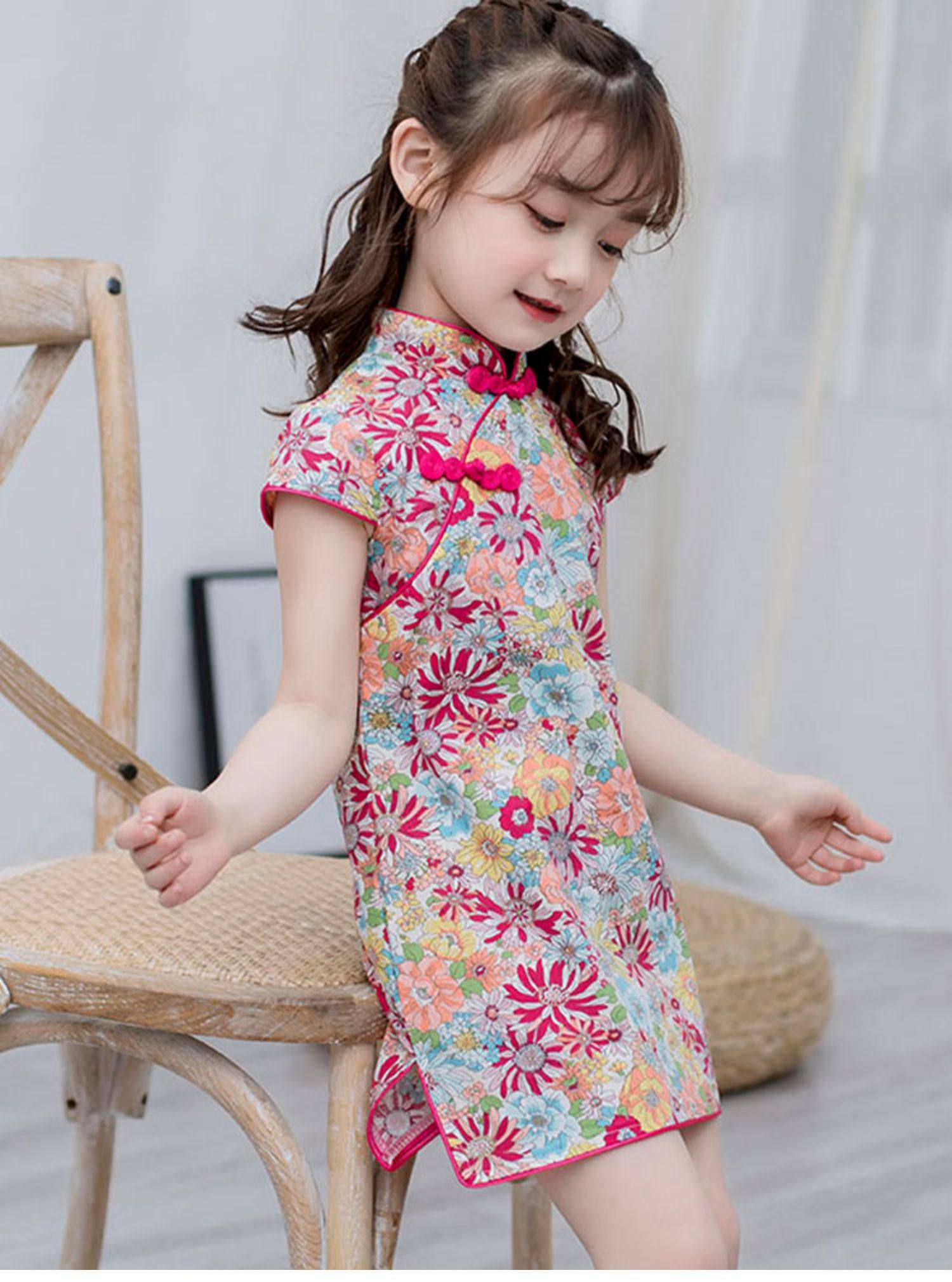 女童旗袍儿童旗袍夏季小女孩旗袍裙中国风连衣裙改良女宝宝祺袍裙_双