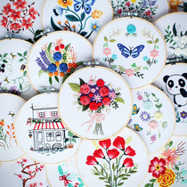 Handmade edge embroidered flower Korean version of primary entry European cross antique simple hand made fabric diy material bag