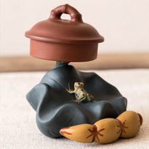 Zisha handmade tea pet tea play small sculpture tea ceremony decoration pot cover holder pen holder cover tea tableware