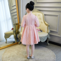 Girl's Princess Dress Winter Autumn and Winter Plus Cashmere Thickened Skirt Foreign Style Children's Dress New Year Dress Girl's New Year Dress Red