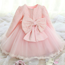 Baby girl 1 year old dress autumn and winter western style princess dress big girl net dress baby skirt dress