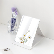 ins White desktop desktop makeup mirror folding HD student dormitory portable leather bedroom dressing mirror