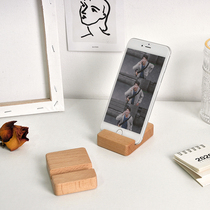 ins wooden mobile phone holder Small portable phone holder Lazy mobile phone shelf Mobile phone holder Log mobile phone holder