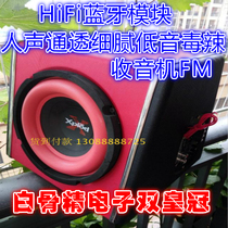8-inch car on-board low-tone gun 12v24V220V built-in Bluetooth radio mobile phone plug-in sound for home