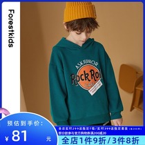 Boys  sweaters 2021 spring and Autumn fashion childrens hoodies Middle and large childrens printed pullover western style Korean version of the top clothes