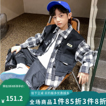 Boys fake two shirts 2022 new spring children tooling jacket CUHK Tong Chauke Boy Fried Street Jersey