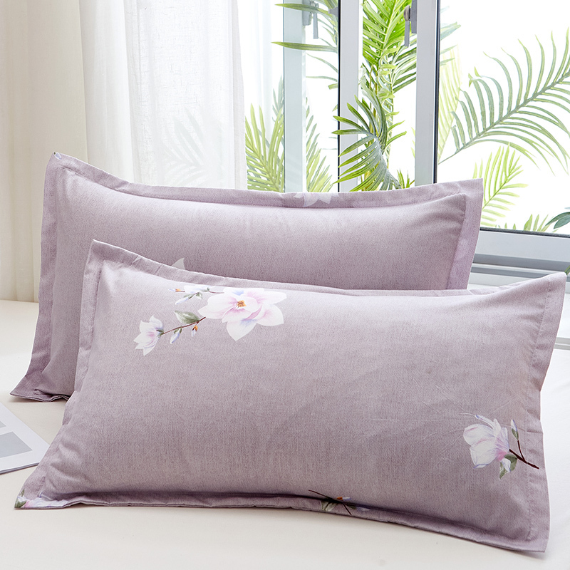 家用水洗棉枕头套一对装