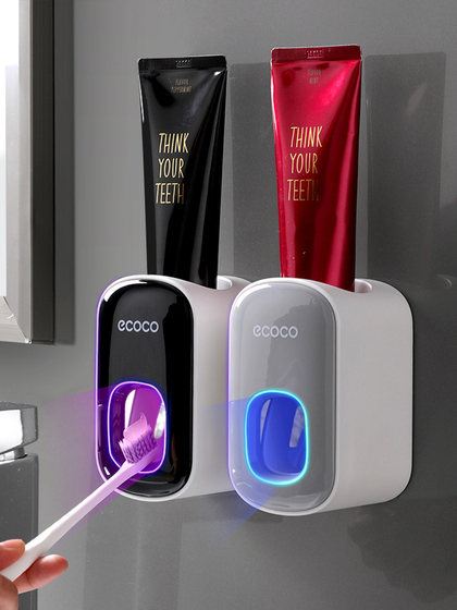 Ecoco 자동 치약 스퀴터 도구 벽 장착 압출기 세트 가정용 펀치 프리 칫솔 보관 랙 Ecoco 자동 치약 스퀴터 도구 벽 장착 압출기 세트 가정용 펀치 프리 칫솔 보관 랙