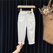 Korean girls' white jeans Spring Children's Fashionable Leisure Pants Thin Korean Baby New Trousers