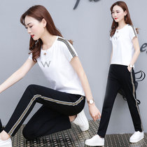 Sports set womens summer 2021 New European station European casual wear fashion foreign style thin two-piece tide