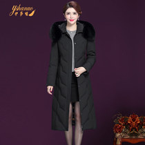 Down jacket female long 2020 new explosive Korean slim temperament slim temperament winter big hair collar mother coat