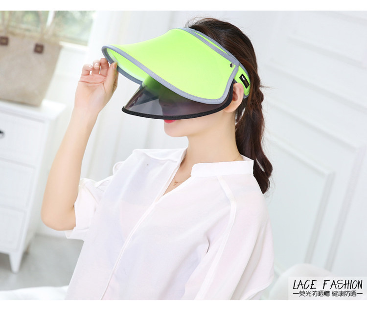 骑电动车遮阳帽伸缩太阳帽女双层镜片防晒帽夏