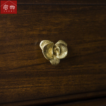 Umei retro light luxury brass handle drawer cabinet wardrobe door pure copper gold single hole flower handle