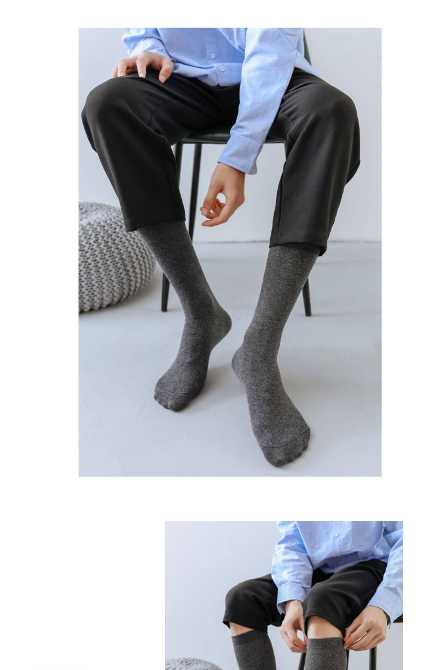 高筒袜男生小腿袜子长筒纯黑色棉