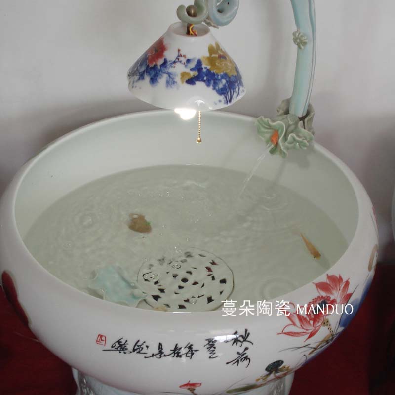 Jingdezhen version into fish goldfish goldfish version into gift porcelain porcelain cylinder cylinder cylinder fish lamp