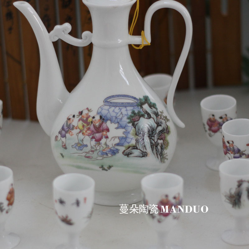 Jingdezhen porcelain height tong qu hip flask glass suits for pure high - grade liquor liquor wine ceramic packages