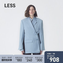 LESS suit autumn and winter new double-breasted shoulder pad design one-sided high slit coat womens 2J8210460