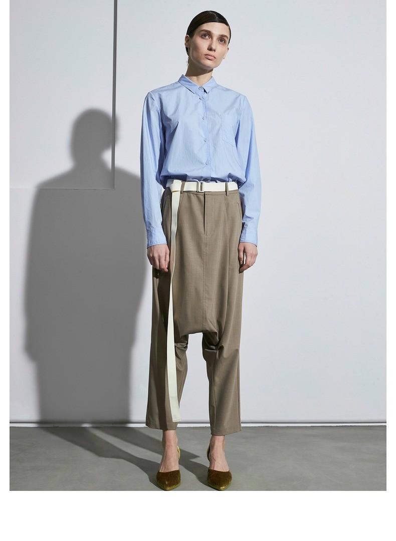 less2018春季新款职场通勤翻领长袖衬衫女棉衬衣276100710_5折现价488