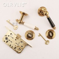Retro Key Italy olrvli pure bronze gold brass door handle light luxury black marble door lock