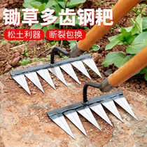 Home pine soil gown artifact weed tool hoed grass tops pine rubber rake rubber six teeth steel rake