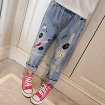 Girl pants foreign Spring Style 2020 Korean version of new childrens jeans girls childrens clothing spring and autumn trousers