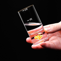 High-grade crystal glass gold foil two white mug set beer mug household large 100ml scale spirit mug