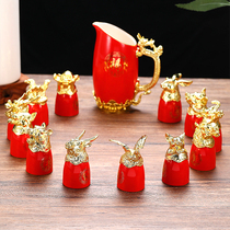 Lapunes zodiac household ceramic white wine glass set household wine glass wine flask wine dispenser a cup