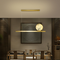 New Chinese tea room chandelier strip 1 meter 2 full copper enamel color led restaurant bar Zen front desk modern lamps