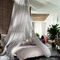 Grey dome mosquito net ceiling landing princess wind bed curtain free installation encryption single double bed props Korean European style