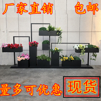 Outdoor wrought iron custom flower box combination sales department commercial street flower trough stainless steel flower box flower pot partition flower stand