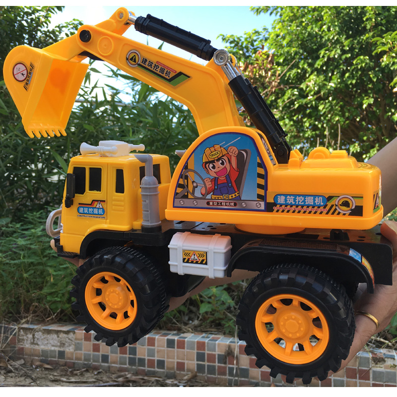 大号儿童惯性玩具车工程车挖掘机土搅拌车吊车货车翻斗模型回力汽_7折