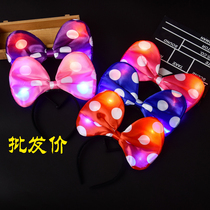  Childrens gift headdress Glitter hairband hair accessories luminous polka dot big bow Mickey party stall supply