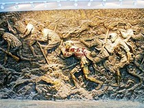 FRP factory direct sandstone sculpture garden decoration Red Army figure relief Court background campus decoration