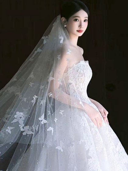 신부 흰 나비 베일 메인 웨딩 드레스 숲 숲 시리즈 중장기 진주 고급 럭셔리 여분의 긴 꼬리 베일 슈퍼 요정 숲 시리즈 신부 흰 나비 베일 메인 웨딩 드레스 숲 숲 시리즈 중장기 진주 고급 럭셔리 여분의 긴 꼬리 베일 슈퍼 요정 숲 시리즈