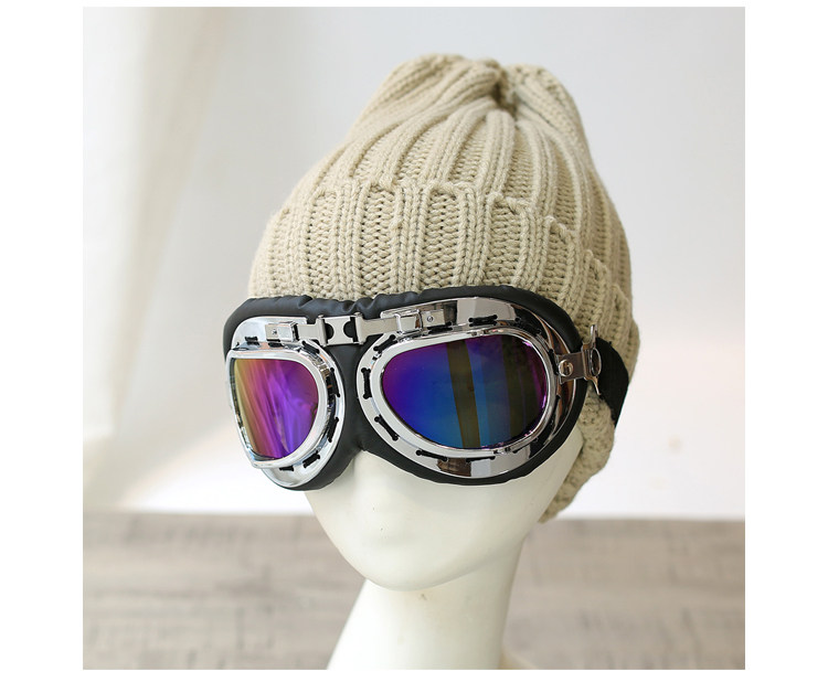 眼镜帽子女秋冬季飞行员帽男大童带墨镜的滑雪帽韩版儿童毛线帽潮