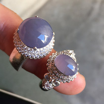 Fulay jewelry Myanmar natural ice species genuine pure old pit sprinkled gold violet jade ring egg noodle creative inlay