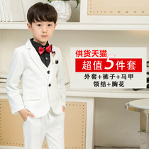 White childrens suit dress suit Childrens piano performance gentleman suit fashion handsome high-end dress